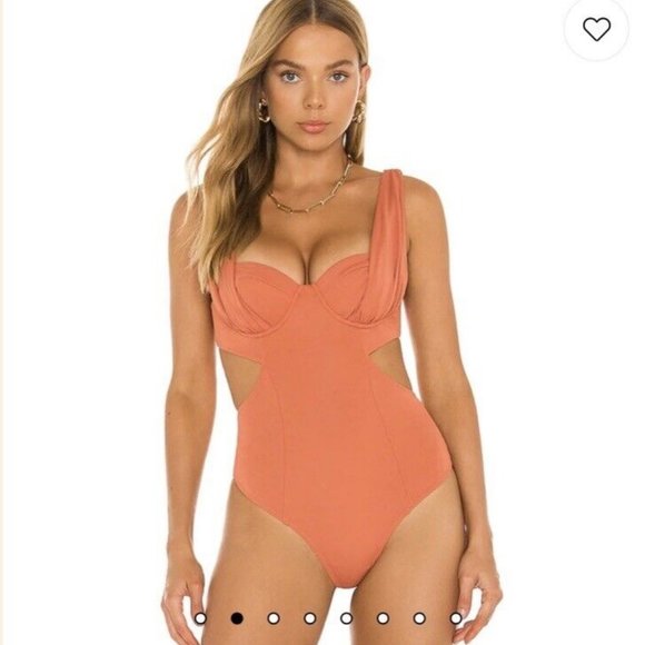 NBD Revolve Nicolina Bodysuit in Copper NWT Size Small Open Sides Burnt Orange - Picture 2 of 11